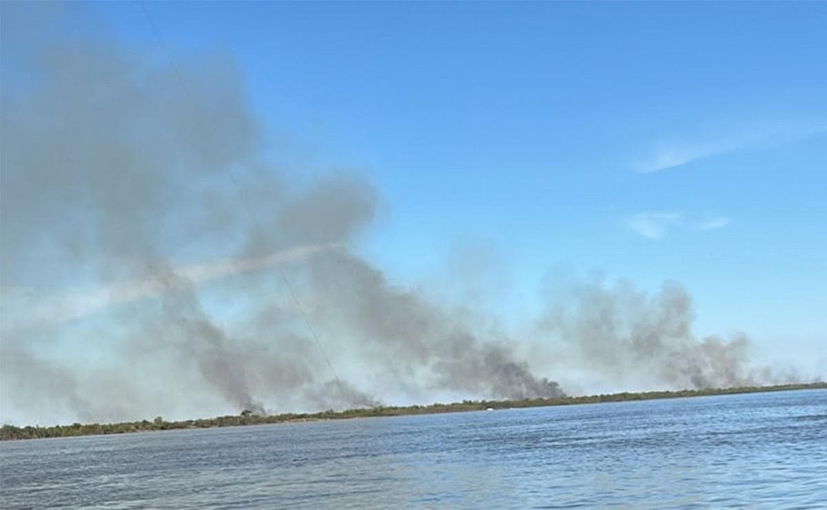 Humo sobre el Paraná: focos de incendio activos en las islas frente a Rosario - imagen de origen